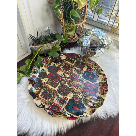 Vintage fabric fab tray 17” giant plate made in Canada boho cottagecore - Picture 7 of 7
